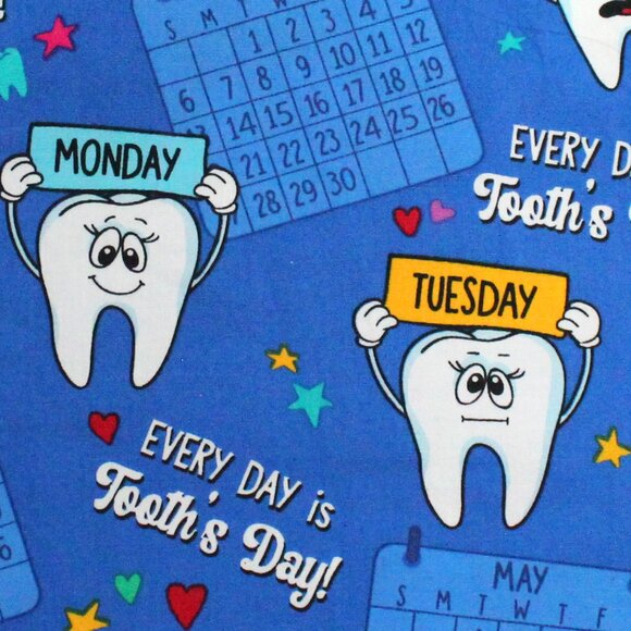 NWT Dickies Dental Theme Short Sleeve V Neck Graphic Scrub Top With Pockets - Picture 13 of 15